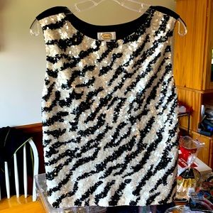 Talbots black and white sequent silk shell